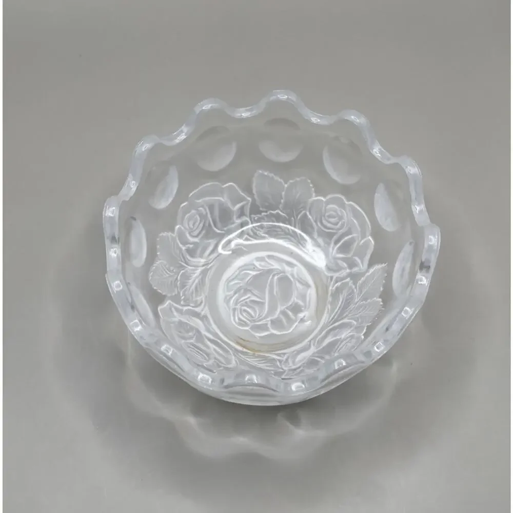 Mikasa Frosted Rose Glass Crystal Bowl 3